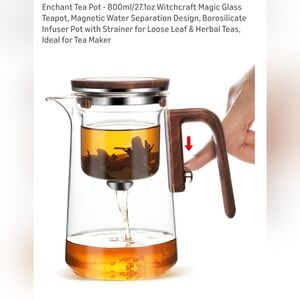 Enchant Glass Teapot with Wooden Handle - 800ml